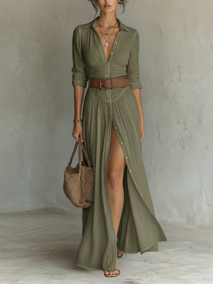Amélia™ – Elegantes Maxikleid mit Reverskragen