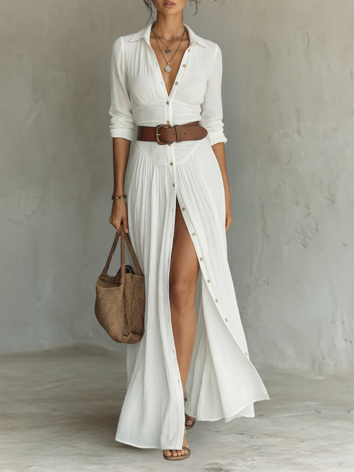 Amélia™ – Elegantes Maxikleid mit Reverskragen