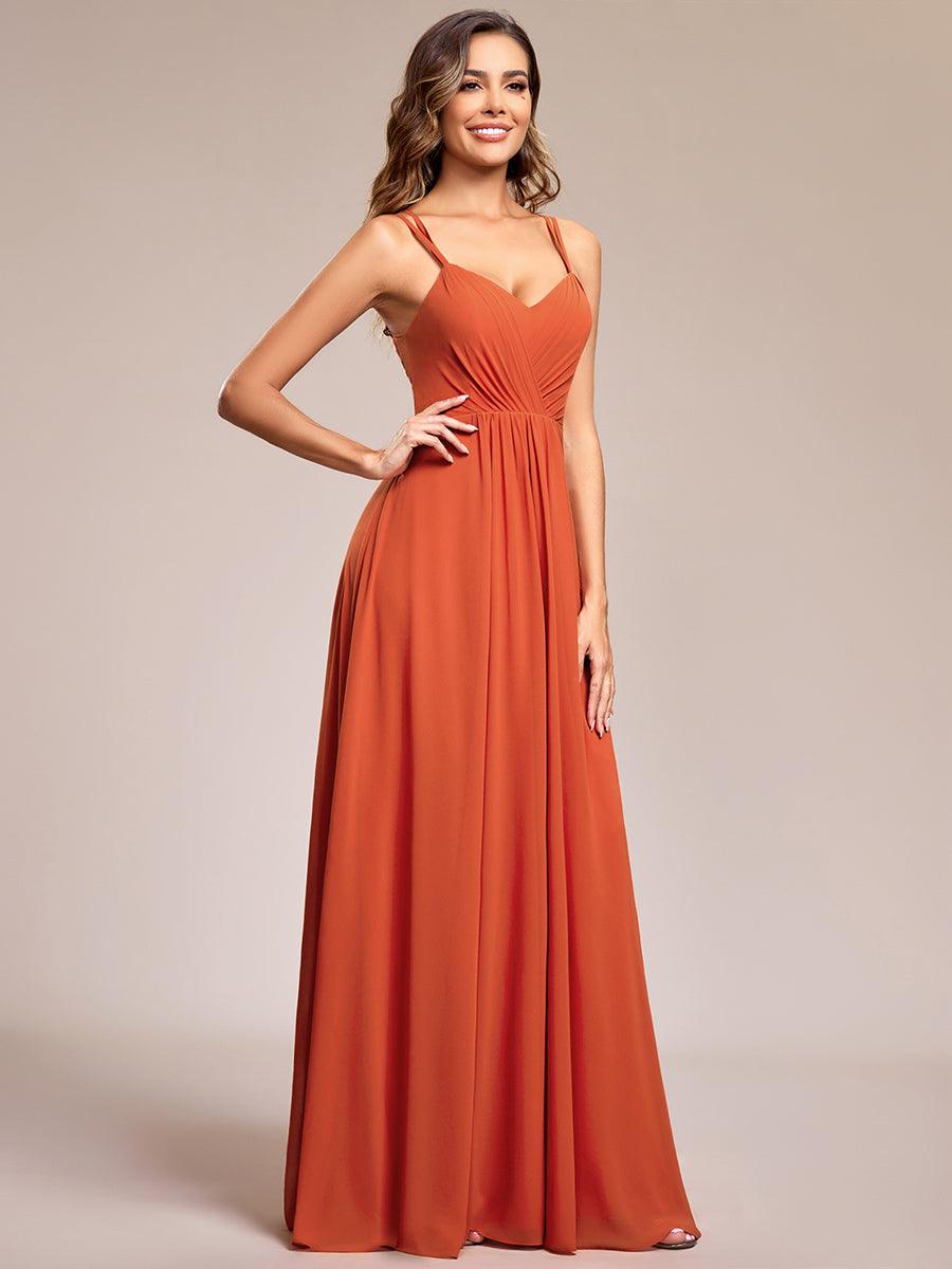 Frieda – Brautjungfernkleid aus Chiffon und Spitze mit rückenfreiem Design und feinen Trägern