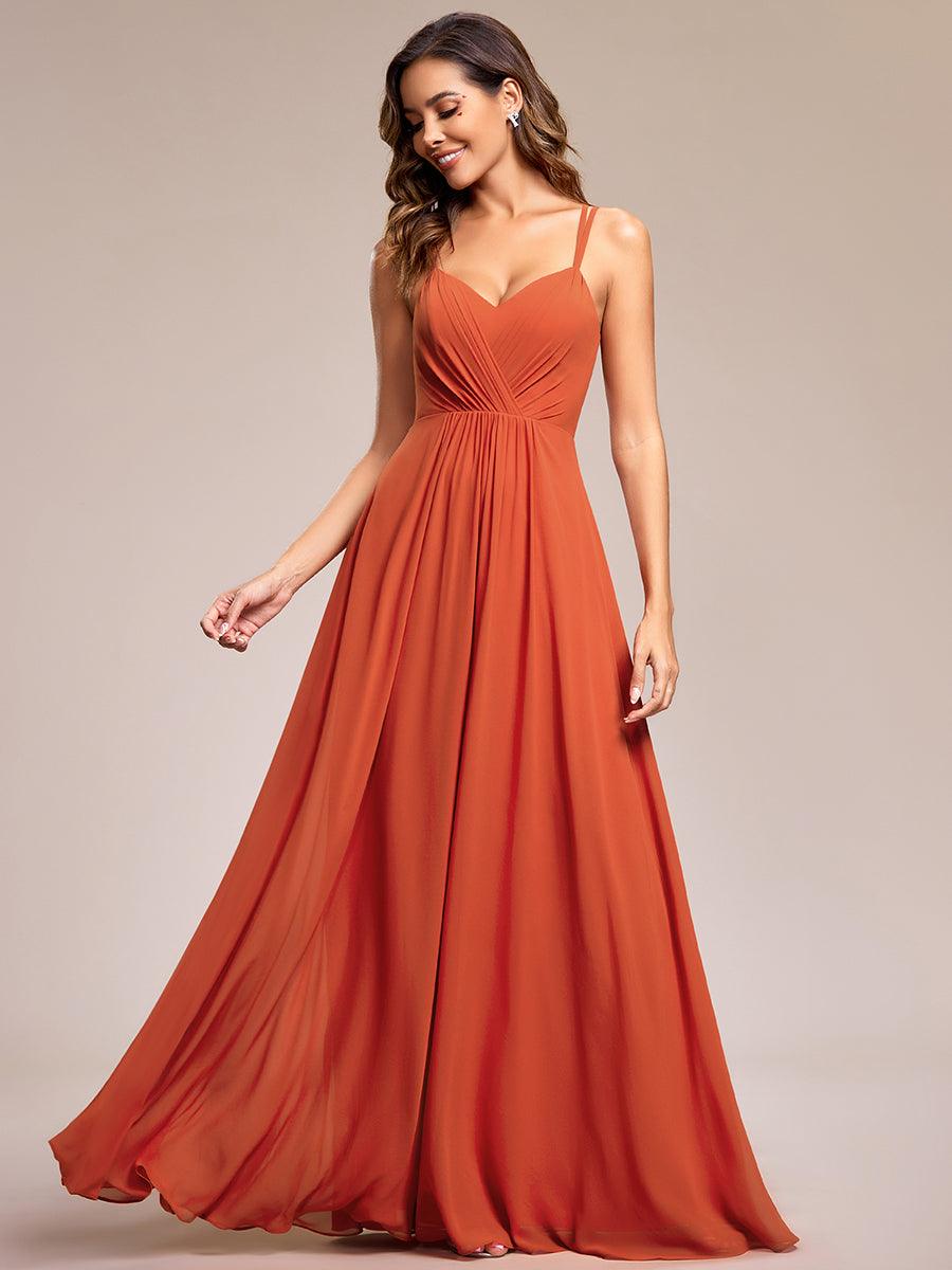 Frieda – Brautjungfernkleid aus Chiffon und Spitze mit rückenfreiem Design und feinen Trägern