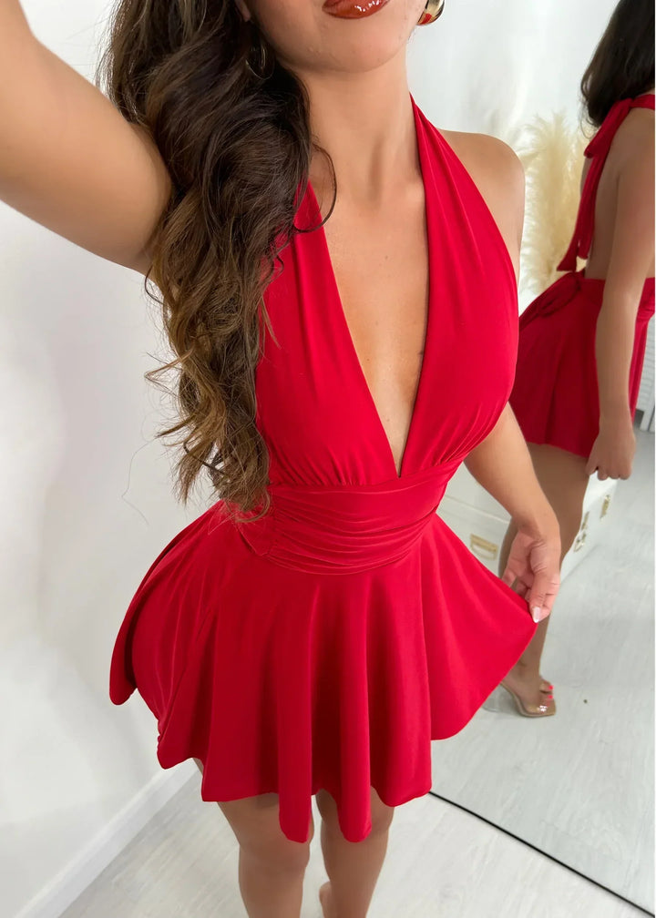 Ellen - Elegantes Kleid mit V-Ausschnitt und offenem Rücken