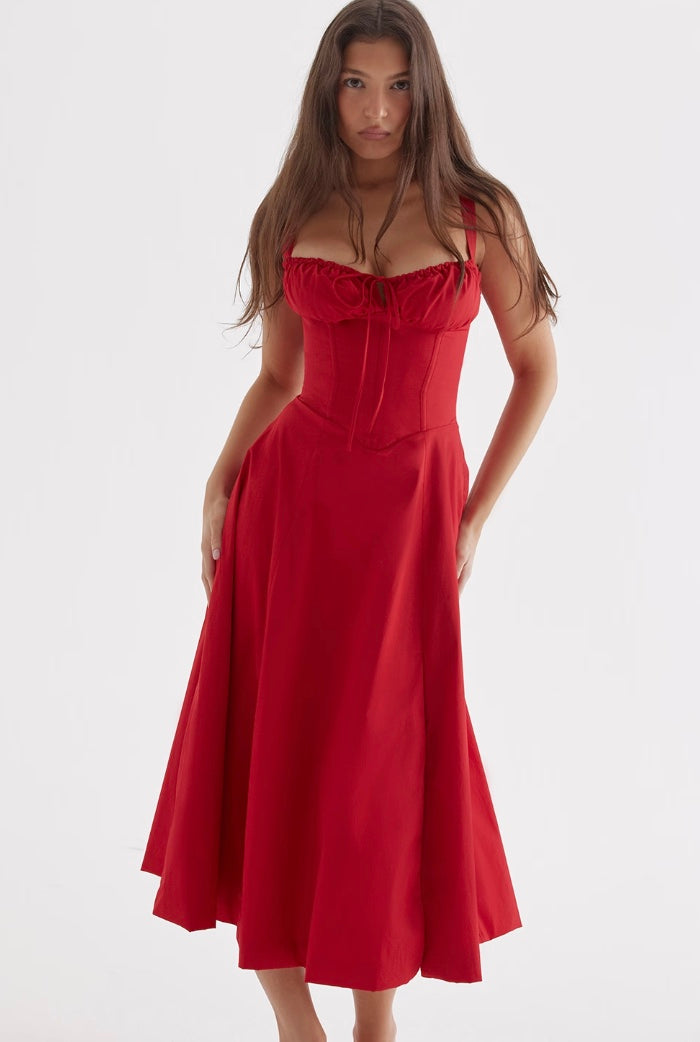 Brigitte – Korsett-Passform Sommerkleid mit Taillenbetonung