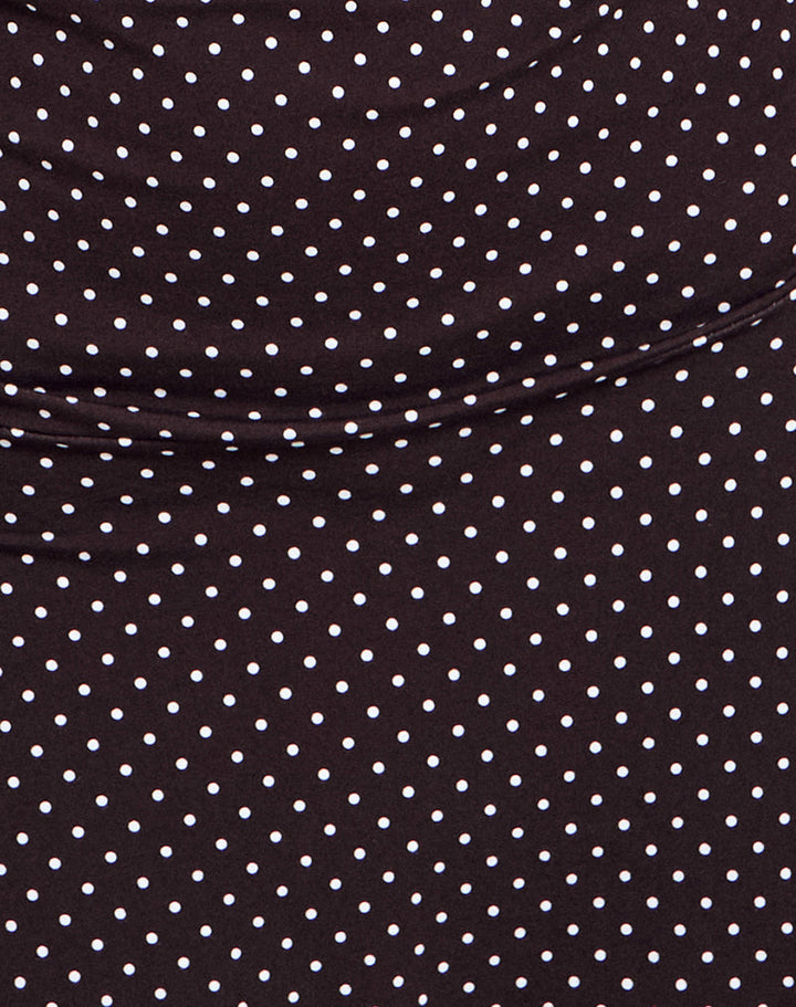 Dani – Luscian Mini-Kleid mit tiefem Ausschnitt in Micro-Polka Braun