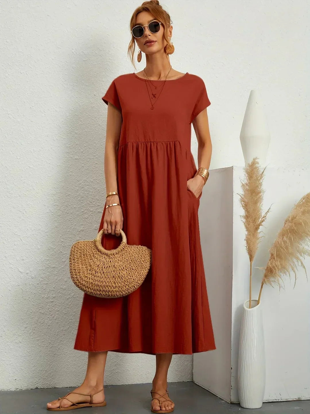 Gabrielle™ - Fließendes Midikleid mit zeitloser Eleganz