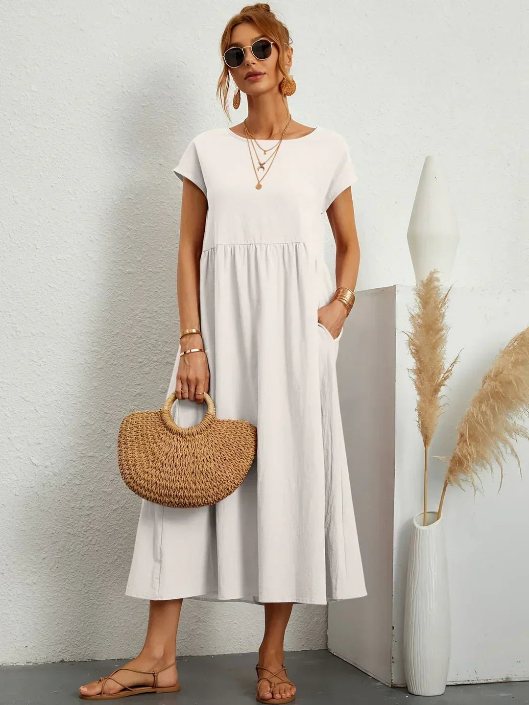 Gabrielle™ - Fließendes Midikleid mit zeitloser Eleganz