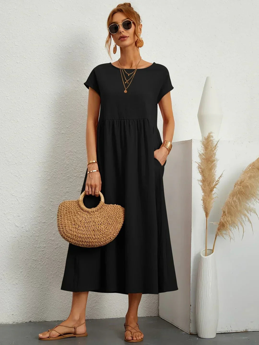 Gabrielle™ - Fließendes Midikleid mit zeitloser Eleganz