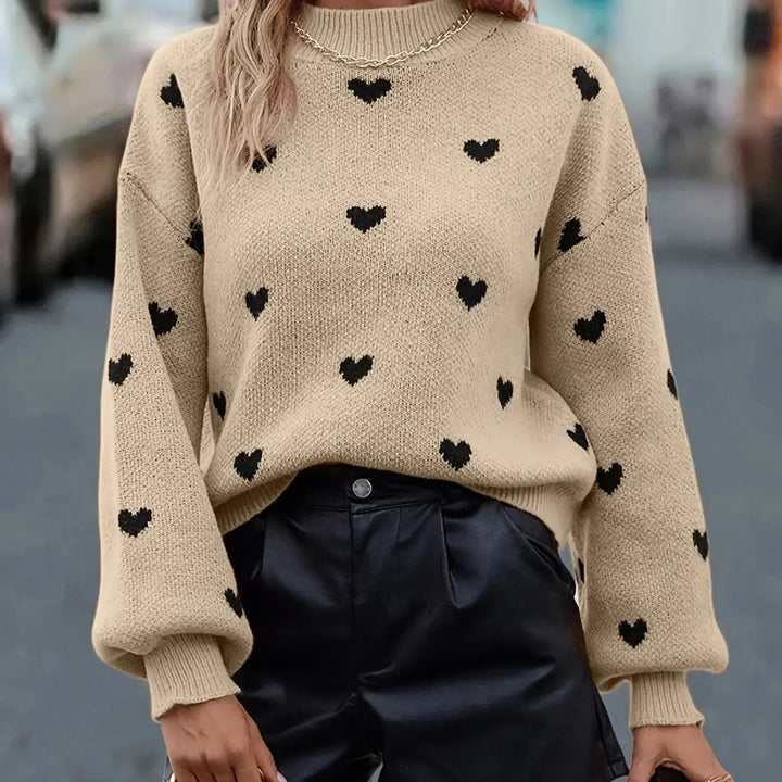 Nora – Strickpullover mit Herzmuster
