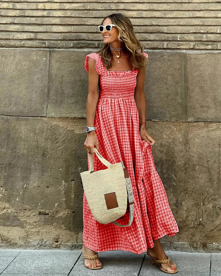 Caroline - Elegantes kariertes Sommerkleid