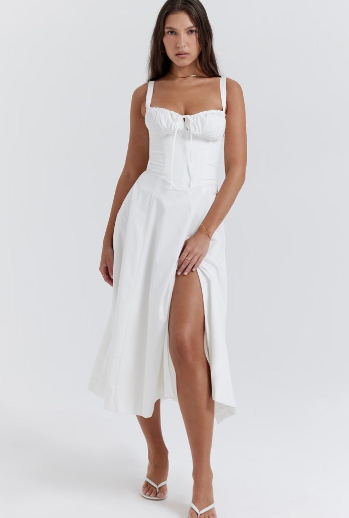 Brigitte – Korsett-Passform Sommerkleid mit Taillenbetonung