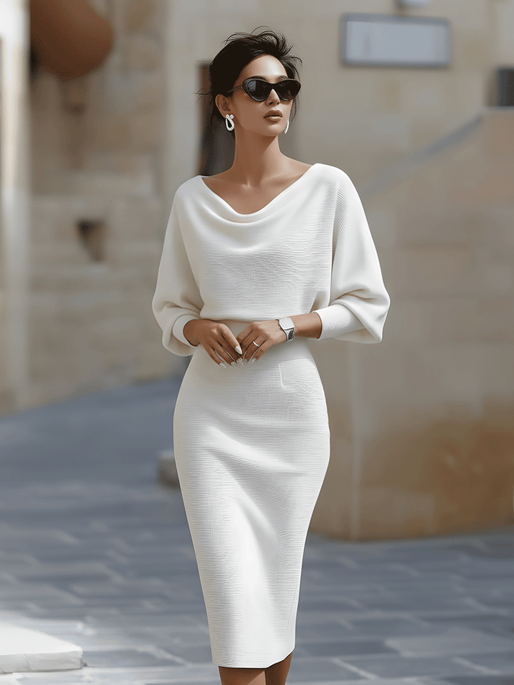 Clarisse — Zeitlos elegantes drapiertes Midikleid