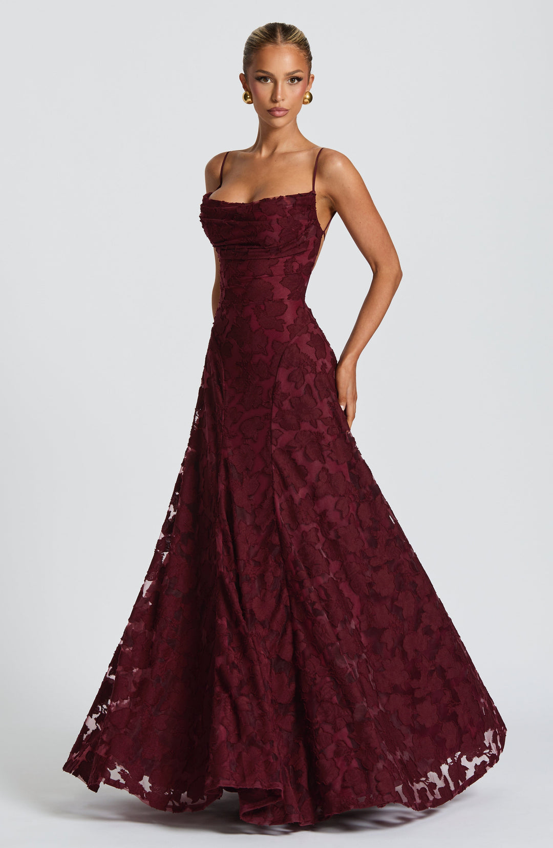 Lina – Maxikleid Cherry Lacquer