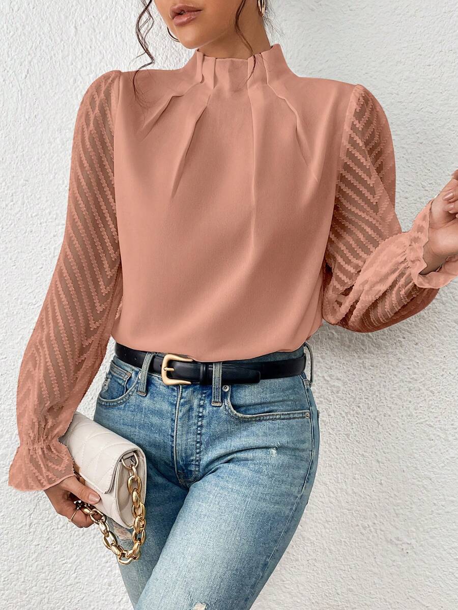 Nathalie - Elegante Bluse mit plissierten Ärmeln