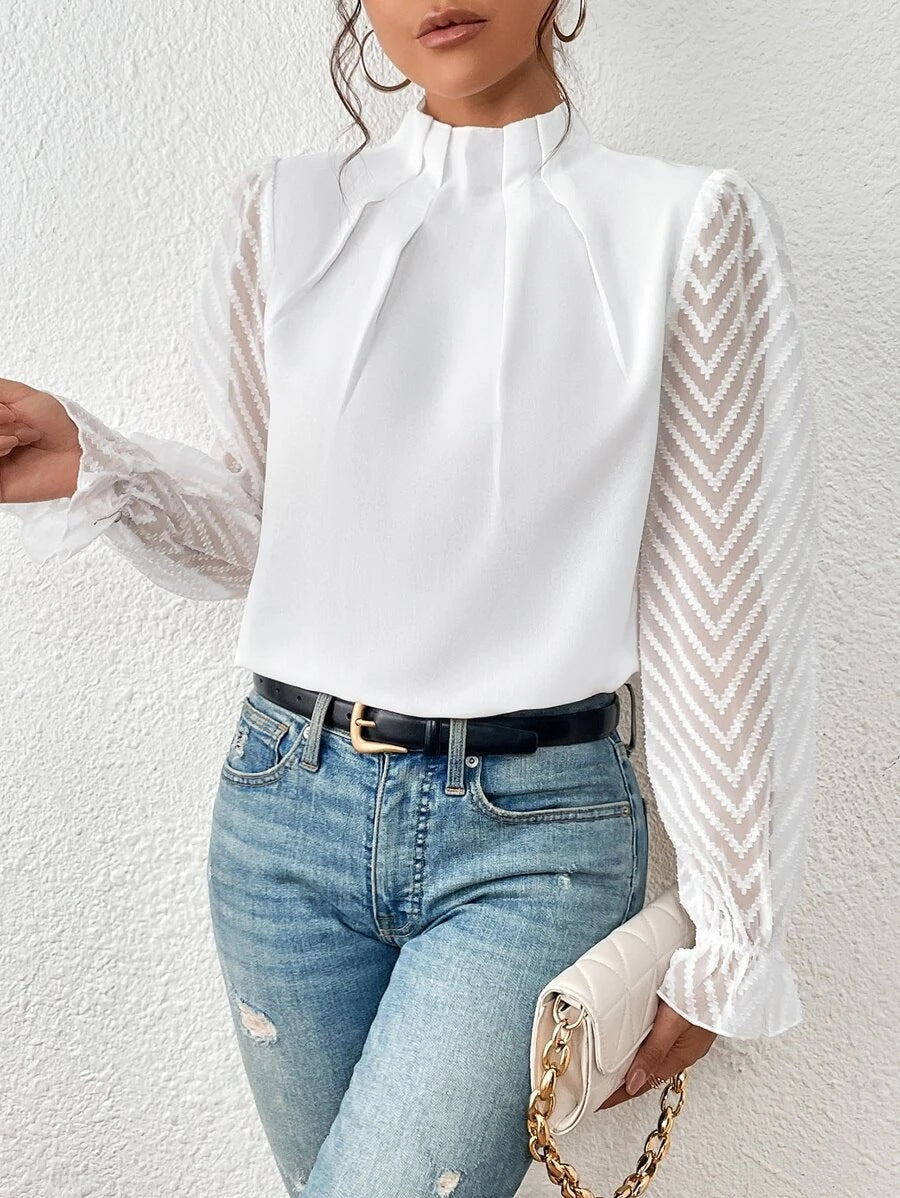Nathalie - Elegante Bluse mit plissierten Ärmeln