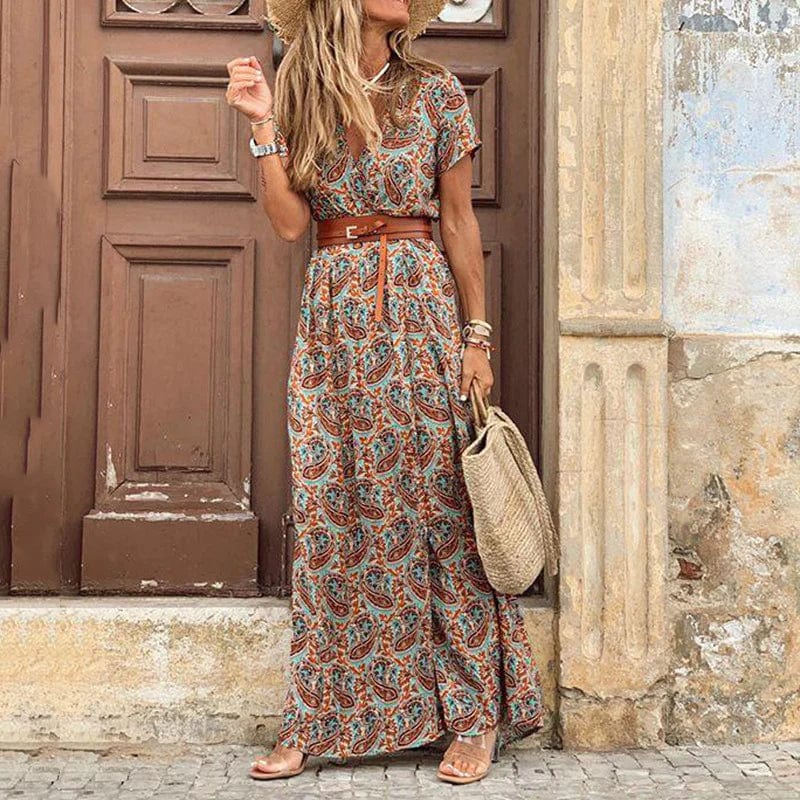 Karin - Elegantes Kleid im Ibiza-Stil - Inklusive Gürtel