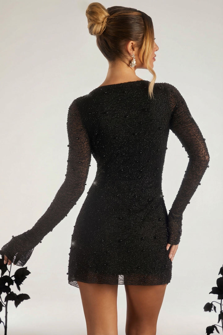 Helene - Wickel-Minikleid in A-Linie, schwarz