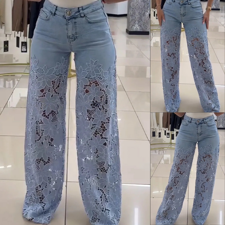 Marlene - Modische Patchwork-Denim-Jeans mit Spitze
