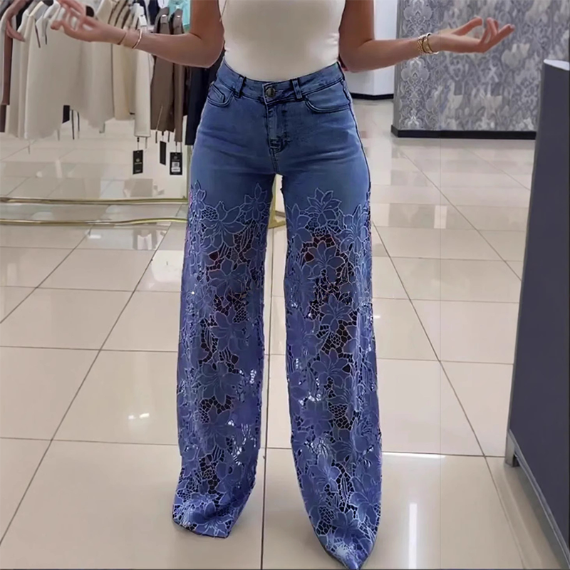 Marlene - Modische Patchwork-Denim-Jeans mit Spitze